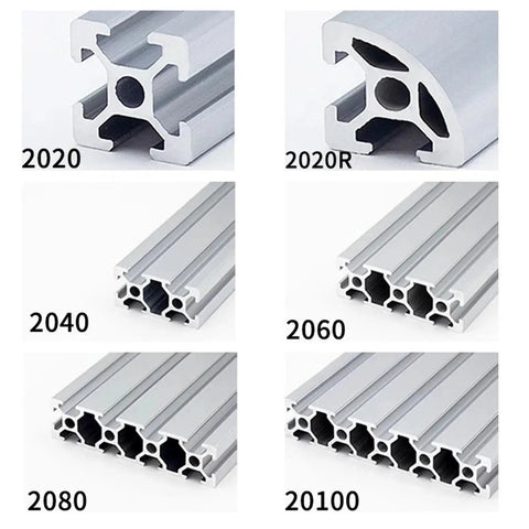 Heavy Duty T-Slot V-Type Aluminum Profile Groove For Industrial And Home Projects with sizes 2020, 2040, 2060, 2080, 20100.