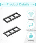 12 Pack DIP IC Socket Adapter Kit For Breadboards And PCB Projects showing top and angled view of 40 pin sockets