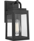 Porch Ready Farmhouse Outdoor Wall Lantern With Clear Glass Panes And Textured Black Finish, 1 Light Small Outdoor Lighting Fixture