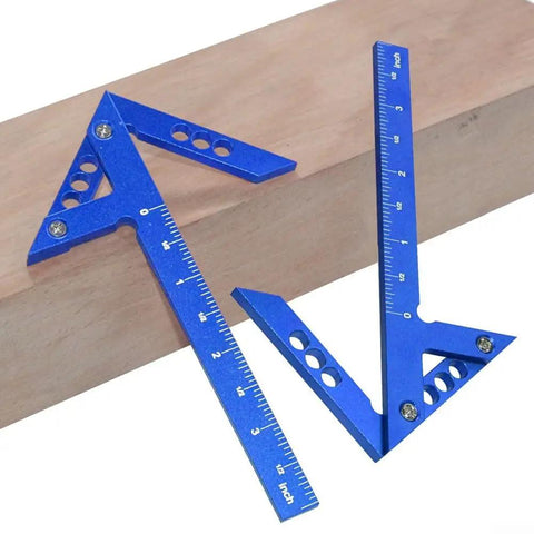 45 And 90 Degree Right Angle Center Finder Ruler For Woodworking Aluminum Alloy Scribe Measuring Tool Pro Grade Blue