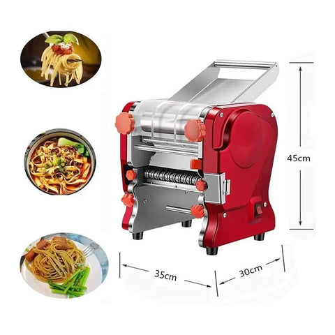 Kick Up Your Pasta Game With This Electric Noodle Machine Cranking Out Homemade Spaghetti And Fresh Dough In Seconds Dual Cutting Blades Smooth Roller Included For Quick Family Dinner Prep, red noodle maker dimensions 45cm x 35cm x 30cm