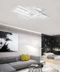 Modern living room with Three Square Geometric LED Ceiling Light Fixture, Modern Flush Mount 75W Cool White 6000K Acrylic Lamp