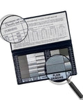 Surface Finish Comparator Set Ra 0.05 To 12.5 Micrometers, 30 hardened steel blocks with magnified focus on Plain Grinding surface.