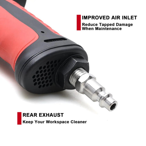 Beefy Half Inch Composite Mini Air Impact Wrench rear view with improved air inlet and rear exhaust system