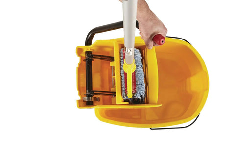WaveBrake 35 Qt Side Press Mop Bucket And Wringer On Wheels Yellow For Pro Grade Industrial Floor Cleaning Heavy Duty Mopping System That Cuts Splashing By Up To 80 Percent Keeps Water In And Boosts Safety And Productivity