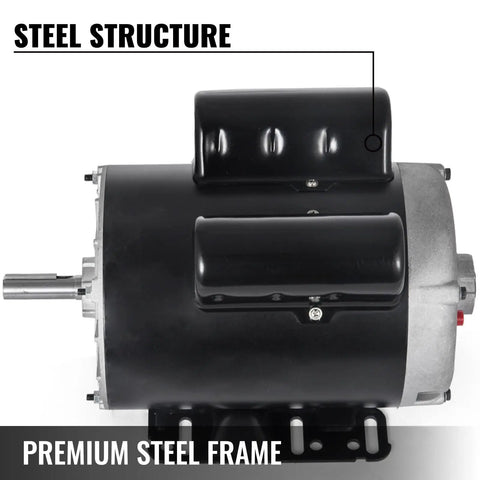 No Drama 3Hp And 5Hp Single Phase AC Electric Motor Featuring Solid Steel Housing and Premium Steel Frame for durability.