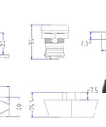 Technical drawing and photo of locking mechanism, dimensions in mm, by YuCo. Suitable for Heavy Duty IP66 16 Gauge Metal Enclosure.