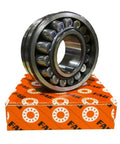 Heavy Duty Workhorse Spherical Roller Bearing 22211 E1 XL 55 By 100 By 25 Millimeters on branded box, showing steel construction and design.