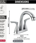 Dimensions of Broadmoor Centerset Chrome Bathroom Faucet With Sprayer 4 Inch 3 Hole Sink Faucet Pull Out Sprayer