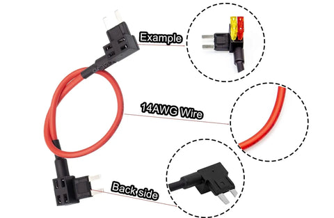 Fuel Pump Bypass Cable For Dodge Ram 1500 2500 3500 Jeep Chrysler VW 2007-2016, 14AWG Wire, 20 Amp Fuse Holder Adapter