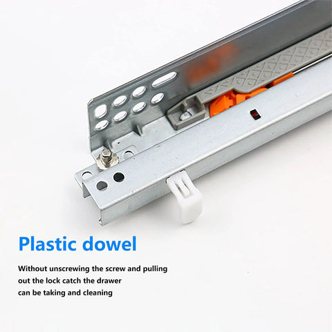 Heavy Duty Soft Close Drawer Slides Full Extension Undermount Runners For Cabinets with plastic dowel for easy cleaning.