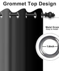 Gradient Black To Gray Light Blocking Thermal Insulated Grommet Window Curtain with metal grommet design close-up