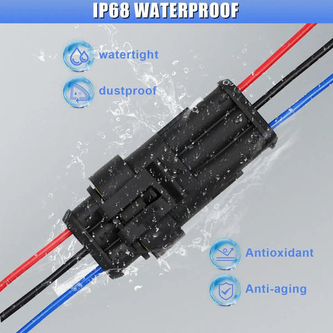 3 Pin Waterproof Car Electrical Connectors Kit For 16 AWG Wire Quick Disconnect Plugs No Hassle Automotive Male And Female Wire Connectors For Car Truck Boat IP65 Weatherproof Set