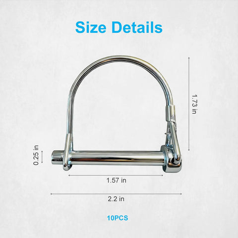 10 Pack Trailer Coupler Pins With Locking Pins Two And One Eighth Inch By One Quarter Inch Heavy Duty Carbon Steel Wire Lock Pins