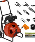 Auto-Feed Electric Drain Snake Auger With 1800RPM Foot Pedal, 100FT X 1/2 Heavy Duty Cable and accessories