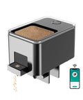 Smart WiFi Automatic Fish Feeder With Hassle Free App Schedule And Quick Manual Override For Home Aquariums USB Powered Pellet Dispenser For Small Fish Tanks Black with smartphone app control.