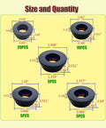 Silicone T Type Grommet Kit 45 Pieces Five Size Grommets For Wiring And Auto Firewall Holes Cable Protection And Irrigation Drains displayed