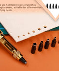 Adjustable Screw Hole Punch Tool With Black Wooden Handle For Bookbinding And Leather Craft Do It All Hole Puncher