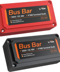 2 Pack 300A Beefy Bus Bar Power Distribution Block With Four M8 Terminal Posts Max DC 48V For Automotive Marine And Solar Systems Red And Black Dual Terminal Block For Heavy Duty Electrical Setup, red and black