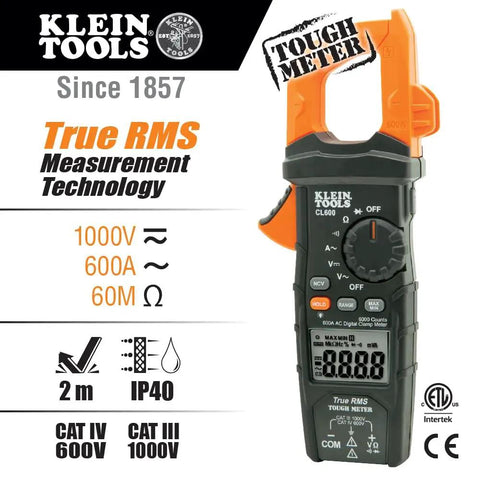 Digital Clamp Meter With Autorange TRMS For Electricians, Measures AC Current, AC And DC Voltage, Resistance, Continuity