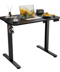 Ergo Small Standing Desk 35X24 Height Adjustable Sit Stand Home Office With Memory Buttons Spacious Black Work Surface