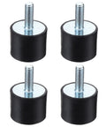 Beefy Heavy Duty Rubber Shock Absorber Mounts Four Pack For Fitness Equipment And Water Pumps Quiet Vibration Isolation Pads To Keep Machines Stable And Protected During Use, four black threaded mounts