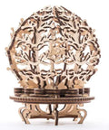 Mechanical Flower Etui Jewelry Box Kit Wood Model Craft For Gift Lovers, Petals Open When Base Ring Turns, Ballerina And Tree Of Luck Design, Scented Wood Keepsake For Your Special Someone, Pure Wow Factor, wooden openwork jewelry box kit on stand