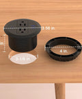 Two Pack Desktop Power Grommet PD20W Fast Charging USBC round flush mount outlet with two AC plugs on wood surface.
