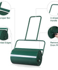24 Inch Beefy Lawn Roller For Grass Seed And Sod, Heavy Duty Steel Garden Roller, 13 Gallon Water Filled Push Pull Ground Leveler With Scraper Bar, Rounded Edges And U Handle, Rust Resistant Green Finish