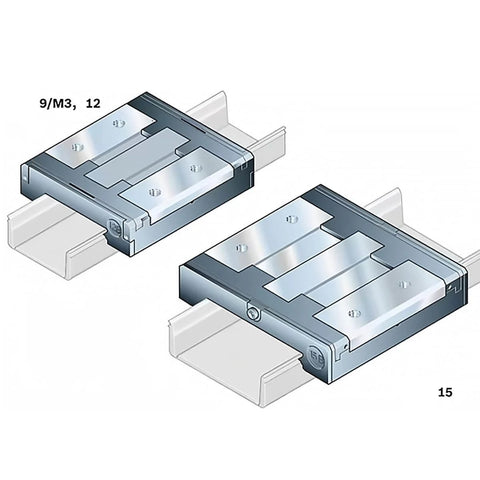 Slide module R044351301 R044351201 R044359301 R044359401, single slider carriage on linear guide, front view