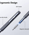 Close-up of Grab And Go 50 In 1 Precision Screwdriver Set with non-slip handle and magnetic bit