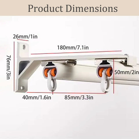 Heavy Duty Double Curtain Rods With Wall Mounted Track System, Silent Roller Aluminum Sliding Ceiling Curtain Track In Gold Finish, Adjustable Rails For 4m To 18ft Lengths, Durable Aluminum Alloy, Easy Glide, Modern Home Curtain Solution, product dimensions 180mm