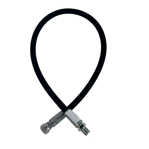 Beefy Front Loader Hydraulic Hose Replacement For LA181 LA210 LA211 Front Loader Attachments 29.625 Inch Length 3/8 Inch Female JIC To 1/4 Inch Male Standard Pipe Thread coiled view