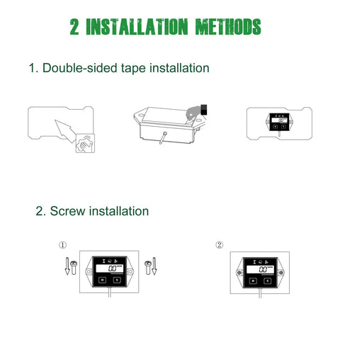 Installation methods for Digital Inductive Tach Hour Meter With RPM Gauge For Lawn Mower Scooter Dirt Bike Tractor Generator
