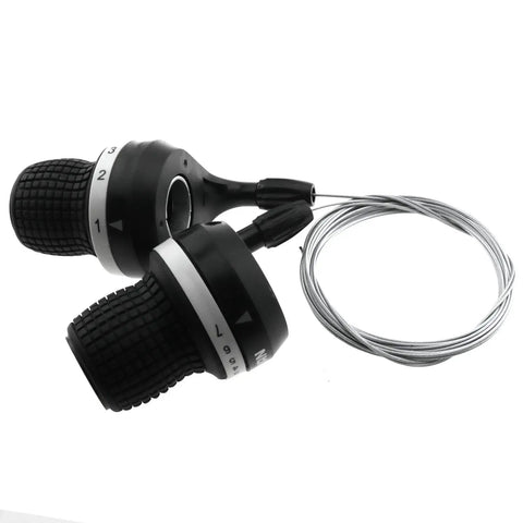 21 Speed Bicycle Twist Shifter Lever Kit Beefed-Up With Left And Right Grip Shifters And 3 X 7 Speed Cables For Mountain Bike And Tricycle