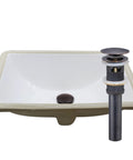 Rectangular Undermount White Porcelain Sink With Matte Black Drain Set And Overflow Pop Up Drain Sealer Included For Easy Install