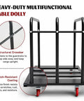 Professional Grade Heavy Duty Dolly Cart Serving As A Rugged 1000 Pound Material Hauler showing structural crossbar and wheels.