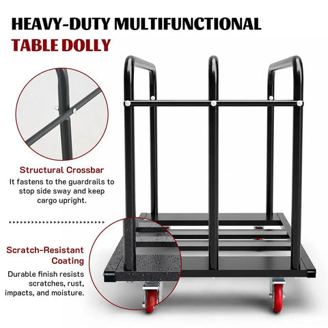 Professional Grade Heavy Duty Dolly Cart Serving As A Rugged 1000 Pound Material Hauler showing structural crossbar and wheels.