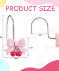 12 Piece Pink Bow Cherry Shower Curtain Hooks Set Resin Rust Resistant Gliding Hooks For Standard Rods Cute Bow Knot Decorative Bath Accessories Vibe For Home product size dimensions.