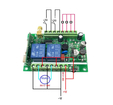 Universal Wireless Remote Control Switch For DC Motors And Linear Actuators 12V To 36V circuit board close-up view