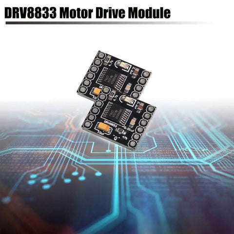 Dual H Bridge Motor Driver Module For DIY Robots, 1.5A Per Channel, DRV8833 Based, top view on circuit board background