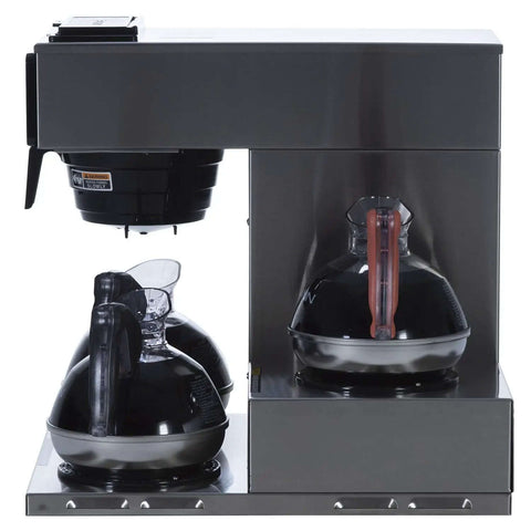 Low Profile 12 Cup Pourover Commercial Coffee Maker With 3 Lower Warmers Silver Finish A Real Workhorse For Cafes Or Busy Offices NoNonsense Durable Heavy Duty Brewer Model 13300.0003 front view