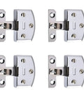 Heavy Duty Adjustable Glass Door Hinges For Bathroom Cabinets And Display Shelving With No Sweat Quick Snap Install And Slick Smooth Pivot Action Featuring Solid All Metal Build - chrome finish viewed from above