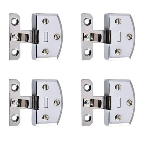 Heavy Duty Adjustable Glass Door Hinges For Bathroom Cabinets And Display Shelving With No Sweat Quick Snap Install And Slick Smooth Pivot Action Featuring Solid All Metal Build - chrome finish viewed from above
