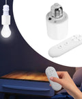 E27 Motion Sensor Lamp Holder With Remote Control, Hands Free Auto On Off Lighting, Adjustable Brightness Infrared Socket For Hallways, Garages, And Closets, white E27 base and remote