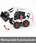 Bobcat Skid Steer Construction Toy Set 1:32 Die Cast With 15 Piece Playset And 3 Interchangeable Attachments Bucket Backhoe Fork