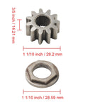 Steering Shaft Pinion And Bushing Kit Compatible With MTD Cub Cadet Toro 741-0656A gear and bushing dimensions illustrated