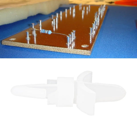 Top Shelf 100 Count White Pcb Standoff Mounting Clips Quick Snap Fit For 4Mm Holes No Sweat Setup For 0.8 To 1.5Mm Turret Circuits Heavy Duty Electronics Hardware Spacers on PCB with electronic components.