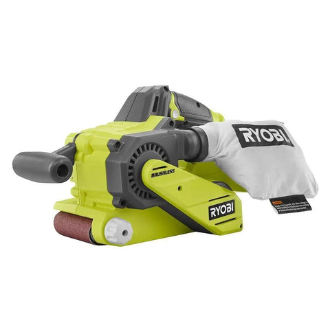Cordless 18V Brushless Belt Sander, 3 X 18 Inches, One Plus Compatible, Includes Dust Bag and Sanding Pad, Tool Only shown