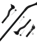 Front 4Pc Tie Rods Kit For 2007 To 2017 Jeep Wrangler Beefed Up Steering Off Road Ready With 2 Front Outer Tie Rods Upper Right Outer Tie Rod And Inner Tie Rod Pitman Arm, black steel